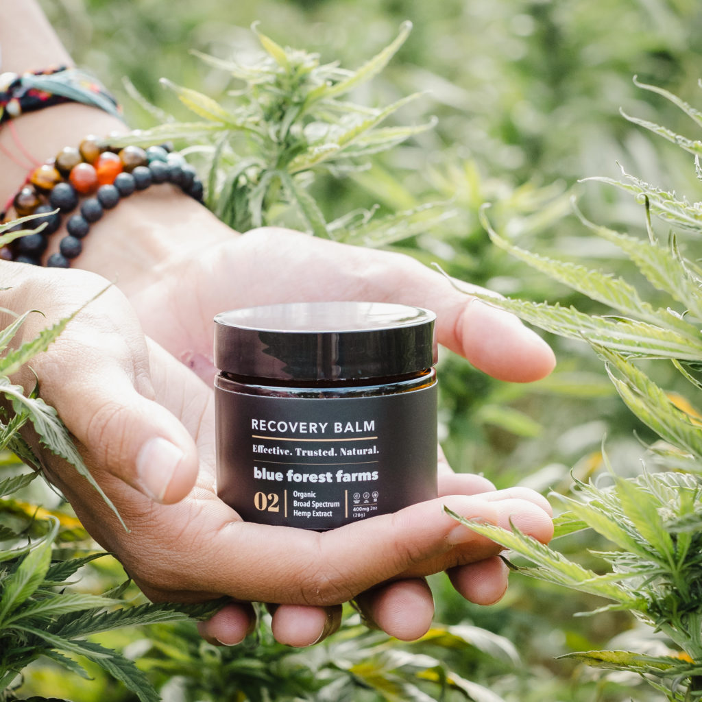 Hands Holding CBD Recovery Balm